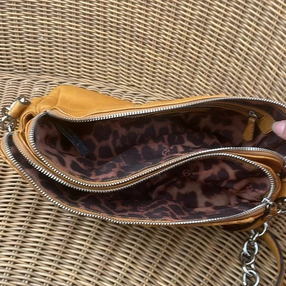 B Makowsky yellow Purse Womens Leather Glove Soft SATC Silver Hardware Bohemian - Picture 7 of 13